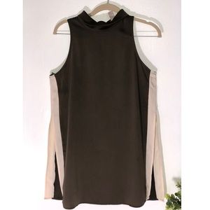 Brown/Cream Sleeveless tunic with turtle neck